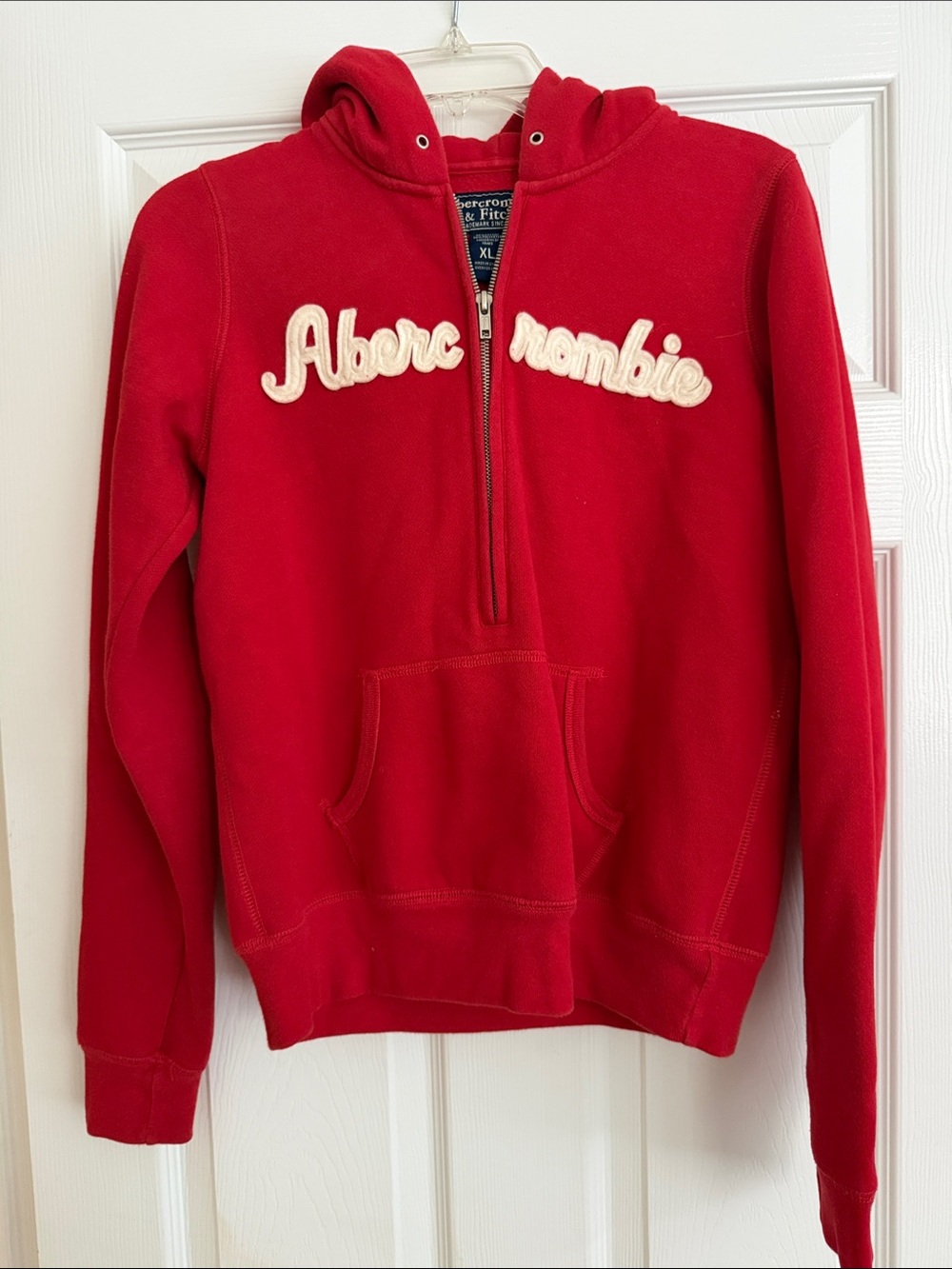 Vintage Abercrombie womans Red Half-Zip Hoodie